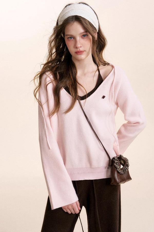 Rose Wool Hooded Knit Set-Up