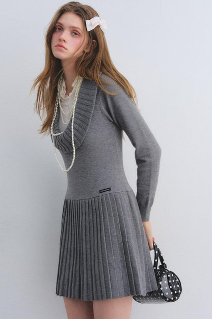 Patchwork Knitted Pleated Dress