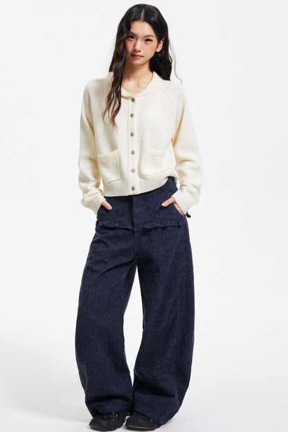 Pure Wool Raglan Cardigan