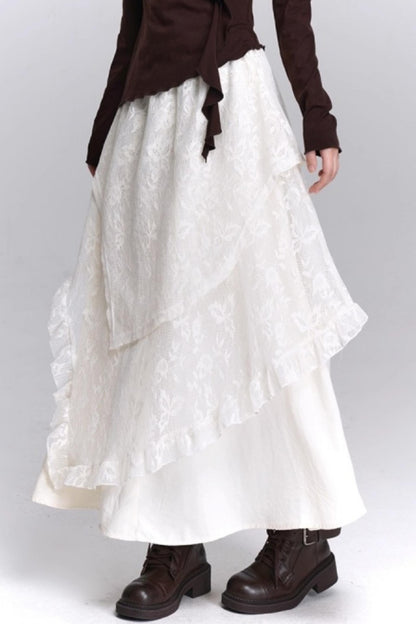 Coffee Lace Long Skirt