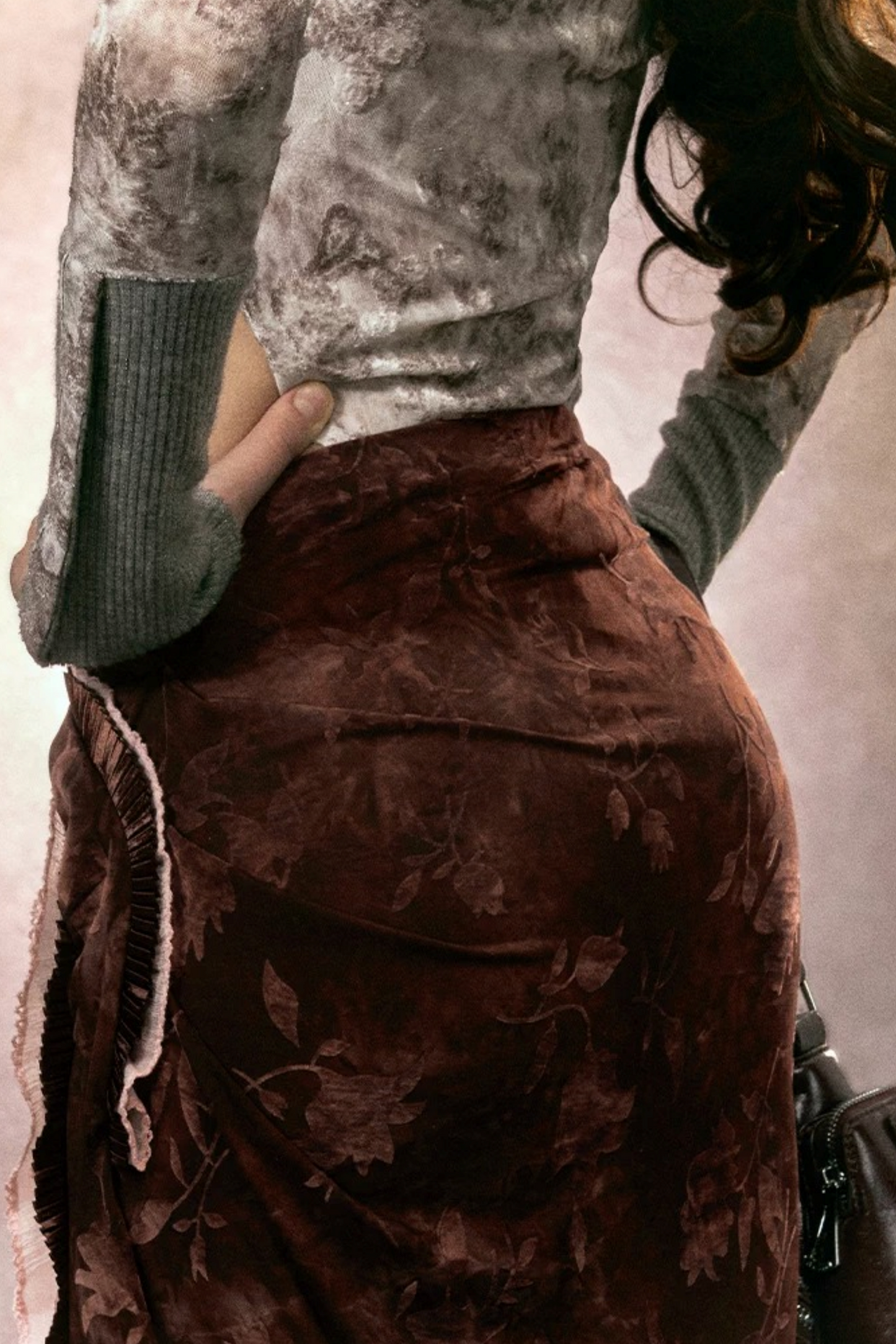 Retro Pink Knit Top Skirt Set-Up