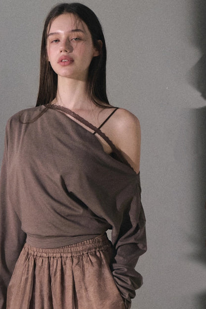 Lyocell Lace Swing Long T-Shirt