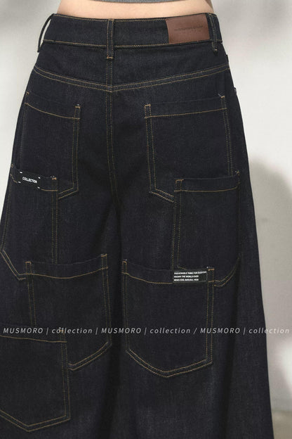 Vintage Asymmetric Denim Pants