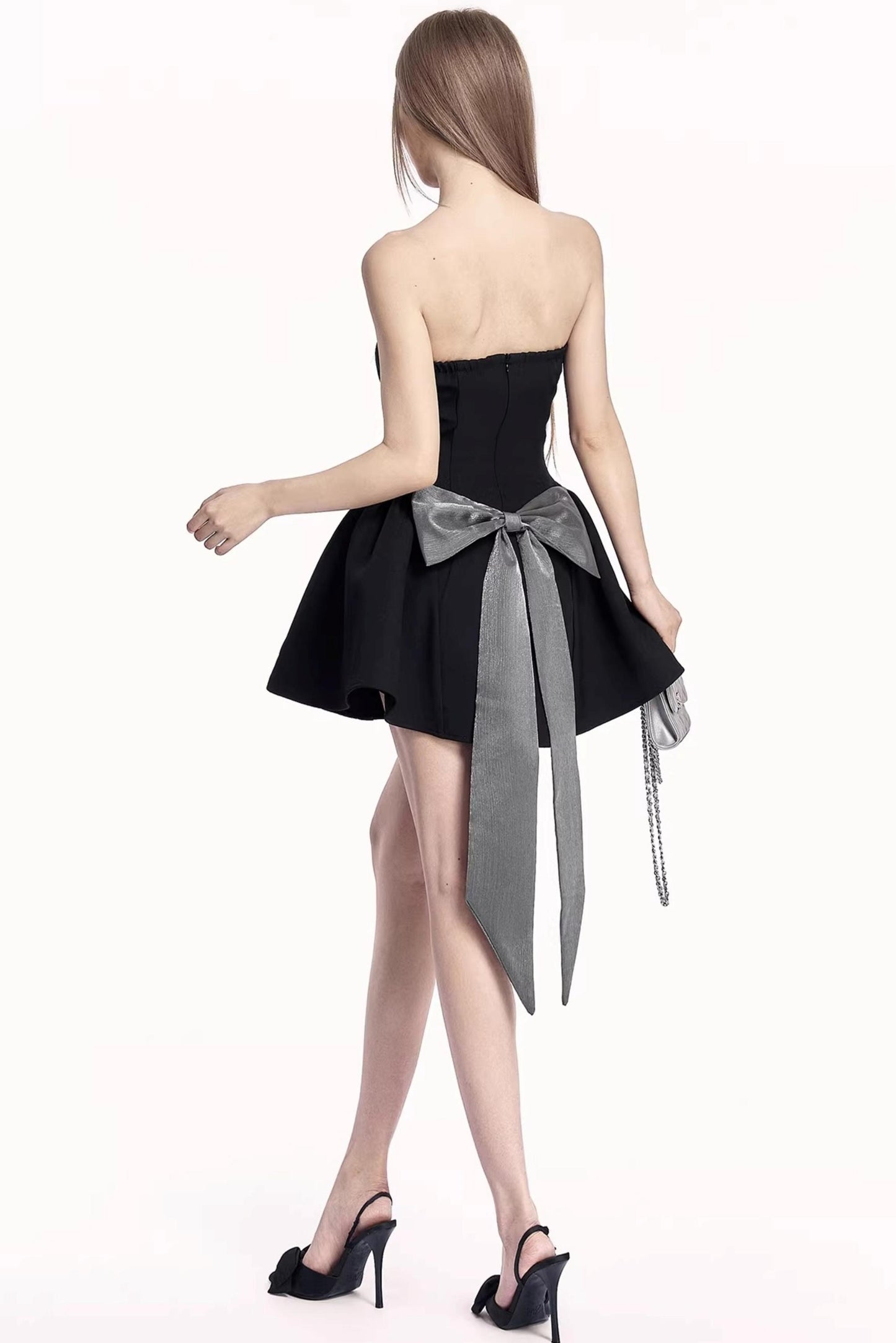 Romantic Rhinestone Bow Dress