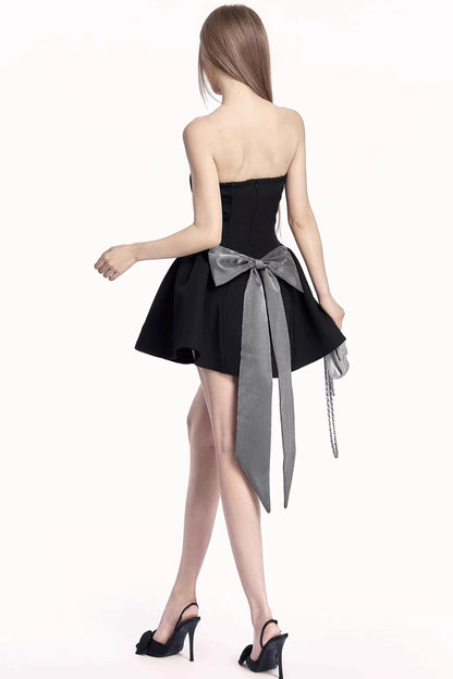 Romantic Rhinestone Bow Dress