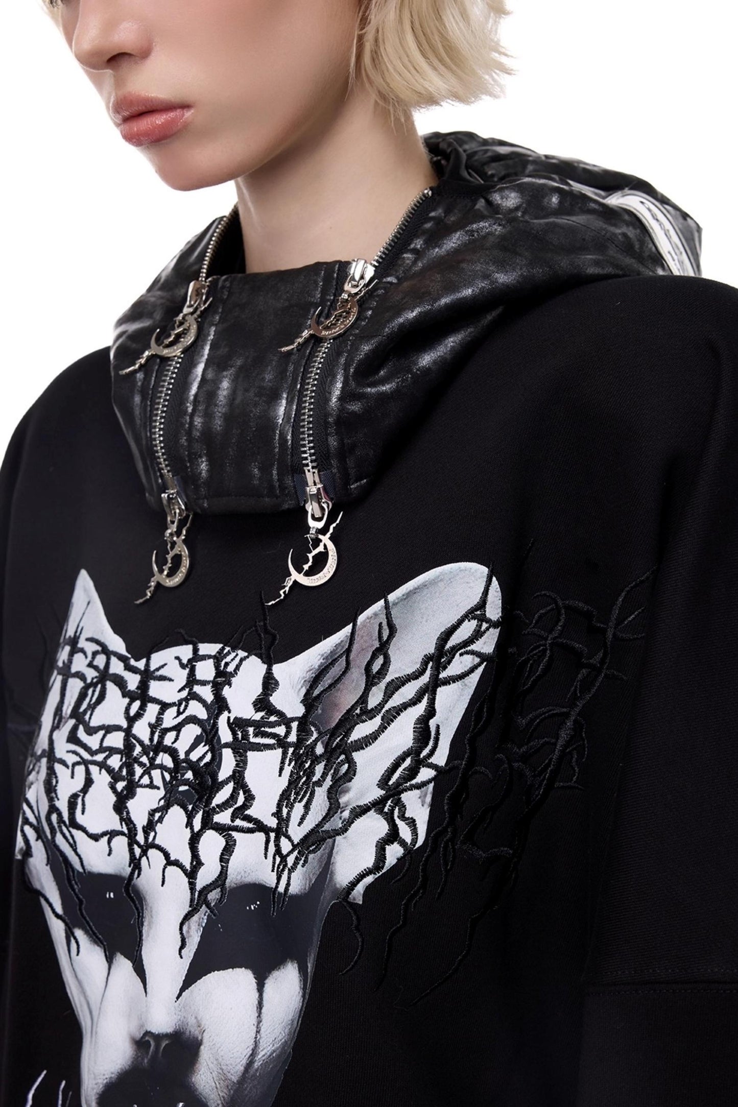 Space Black Electric Moon Hooded Hat