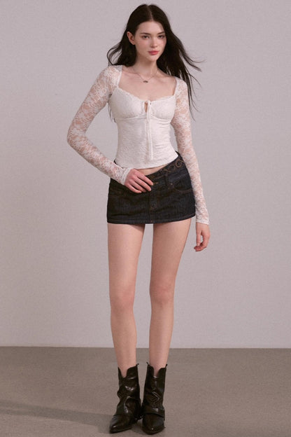 Low-Rise Denim Skirt