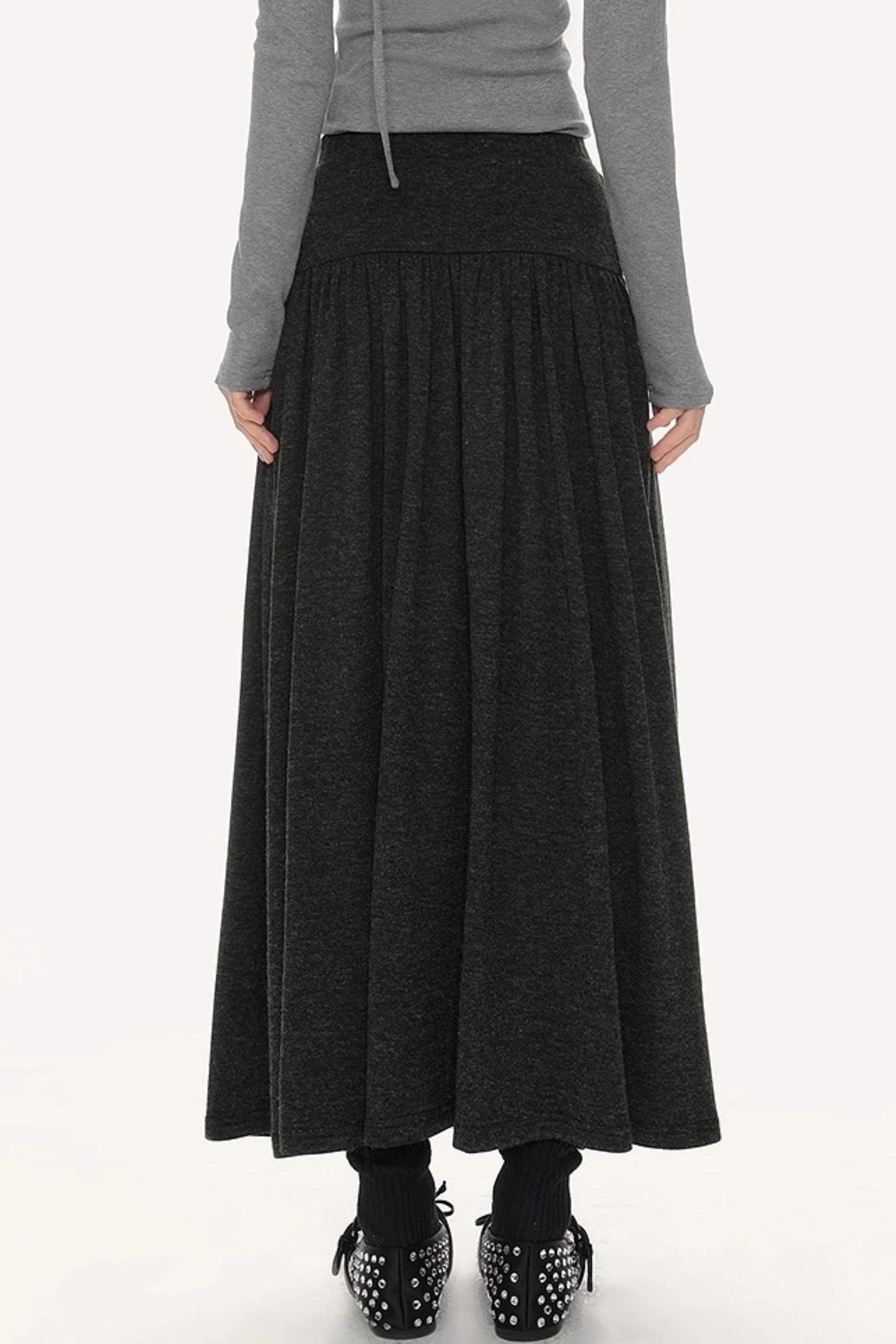 French Pleated Long Skirt