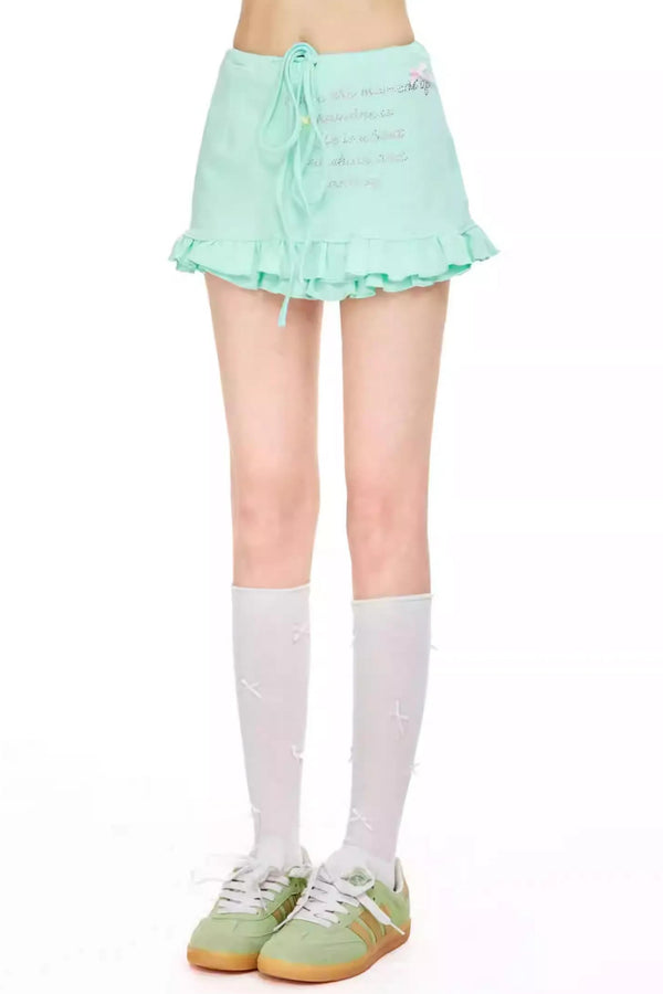 Ruffled Elastic Short Skirt