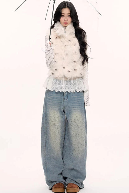 Galaxy Starry Wide-Leg Jeans