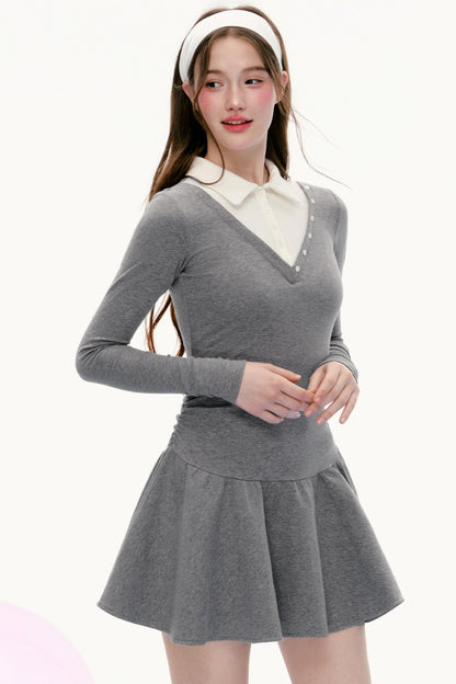 Retro Spring Sporty Long-Sleeved Dress