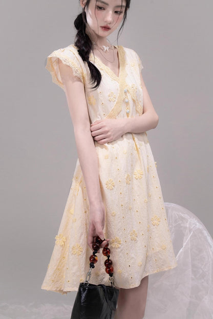 Floral V-Neck Ruffle Dress