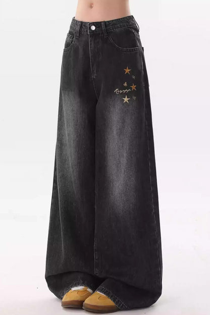 Retro Star Embroidery Jeans