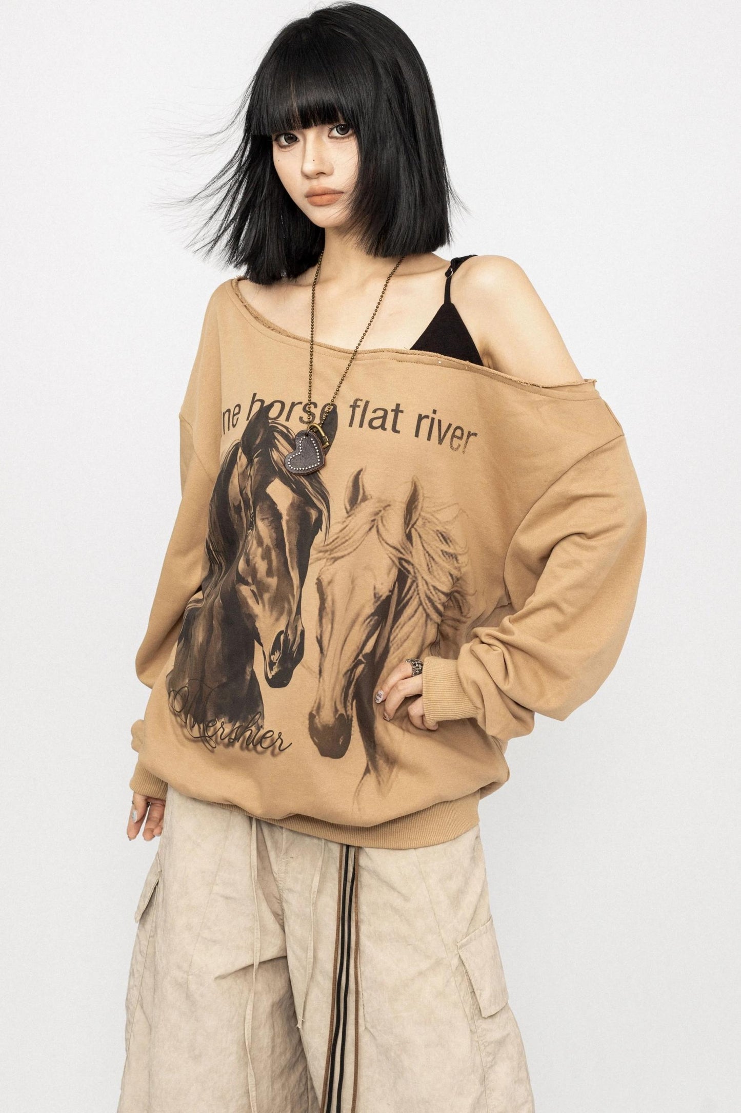 Vintage Slanted Shoulder Sweatshirt