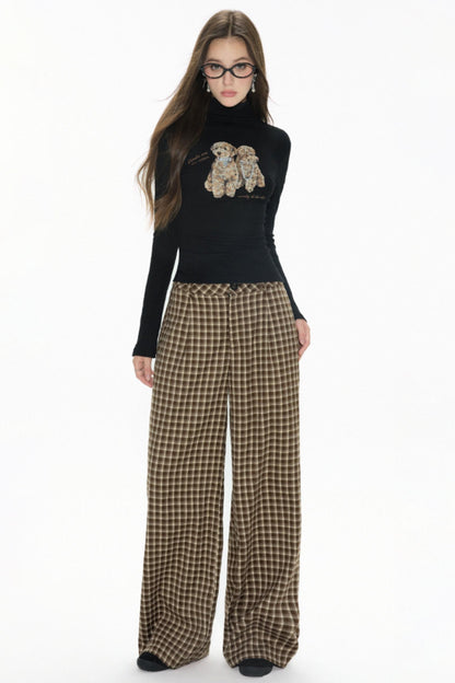 Retro Plaid Straight Pants