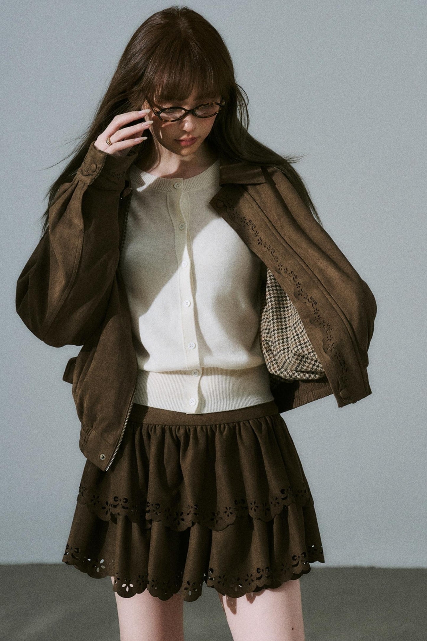 Winter Flower Suede Skirt Set-Up