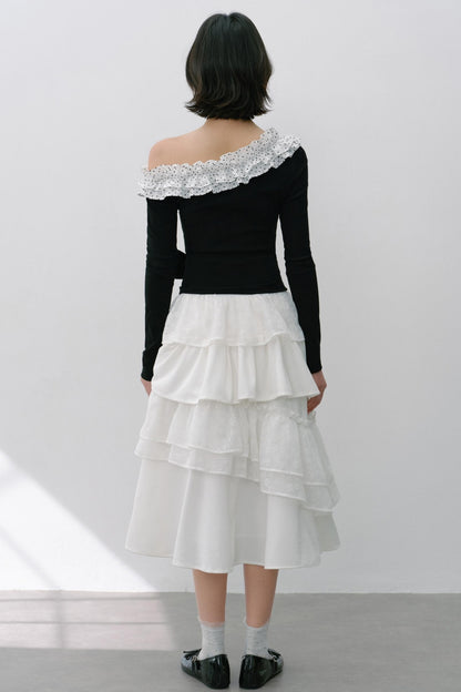 Vintage White Flower Puffy Skirt
