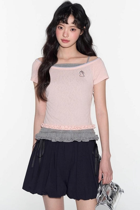 Nap Embroidery Short Sleeve T-Shirt