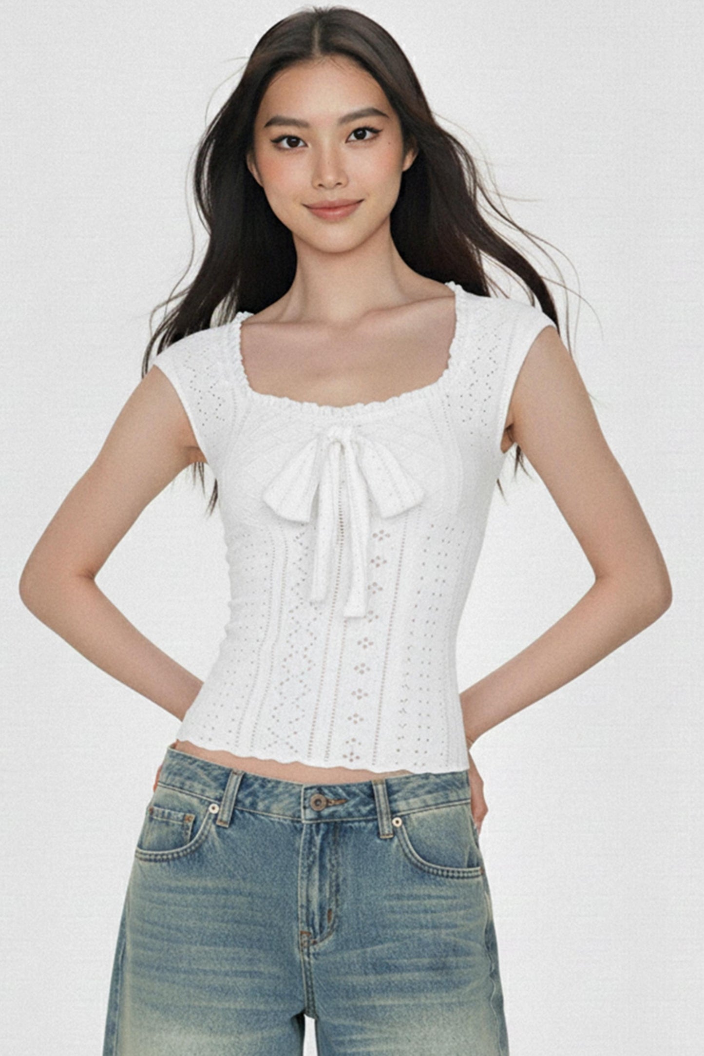 Square Neck Ruffled Vest