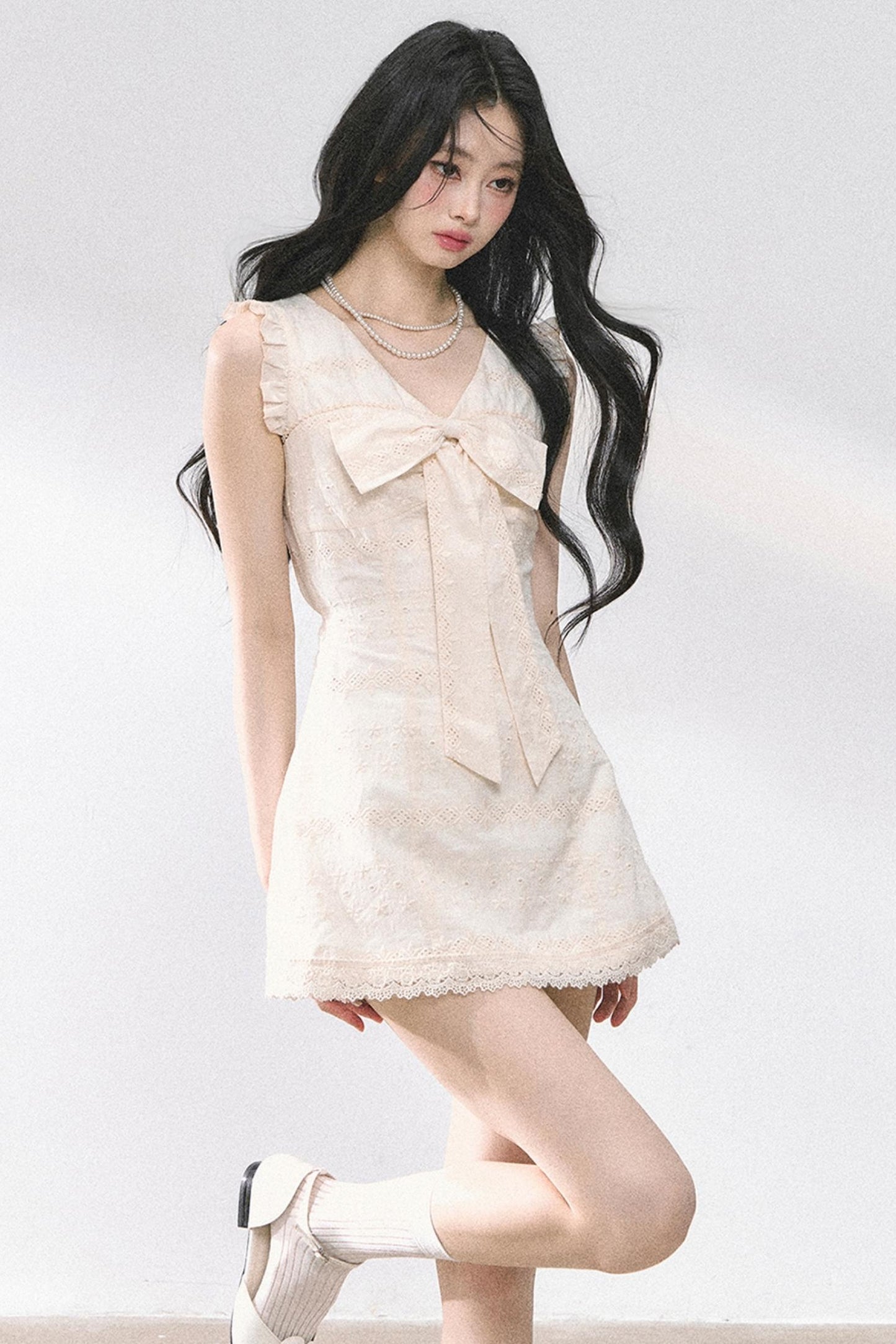 Summer Lace V-Neck Mini Dress