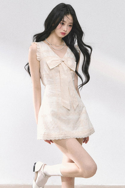 Summer Lace V-Neck Mini Dress