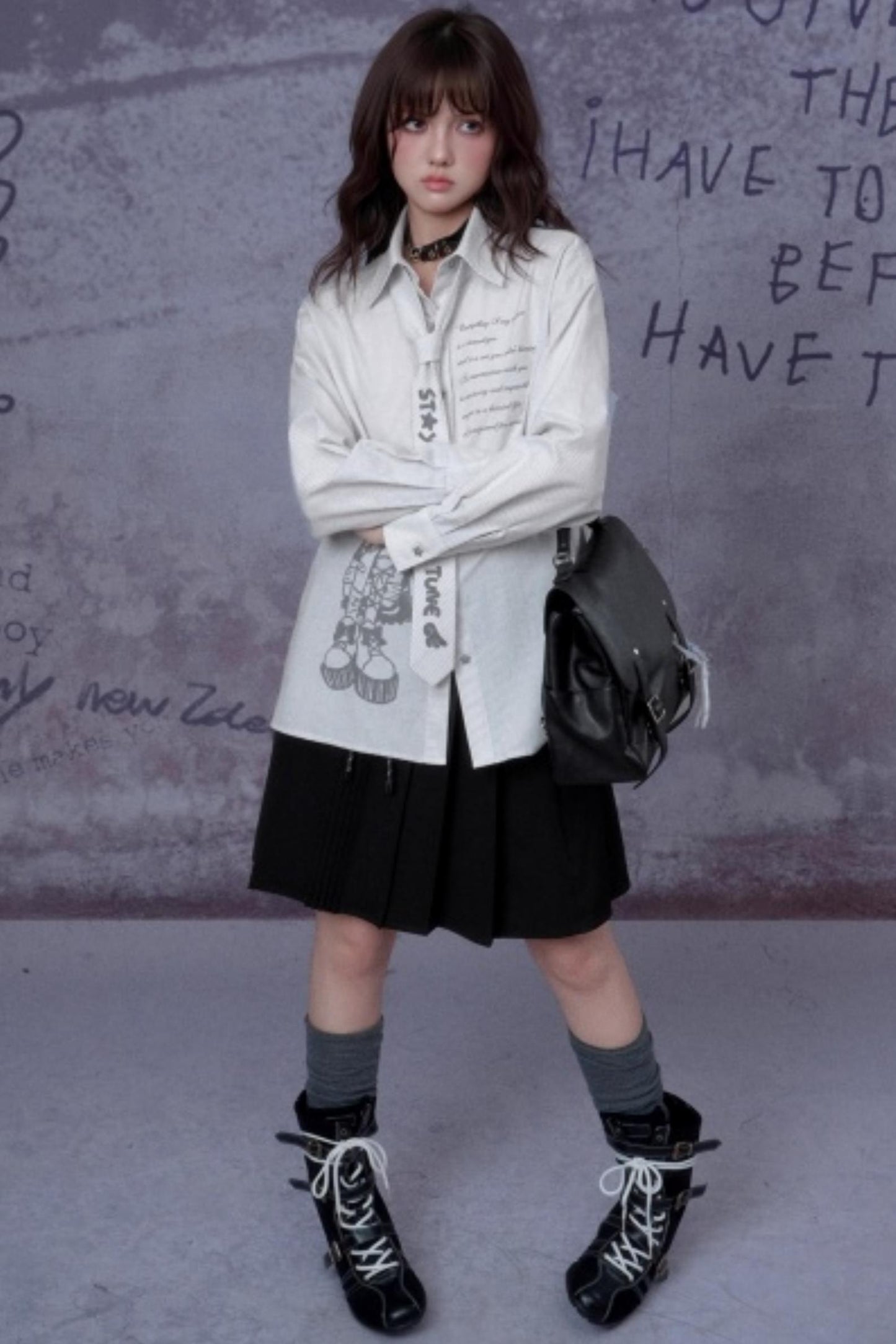 Striped Comic Print Shirt