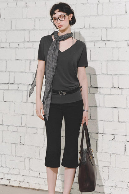 Effortless V-Neck Bat Sleeve Top