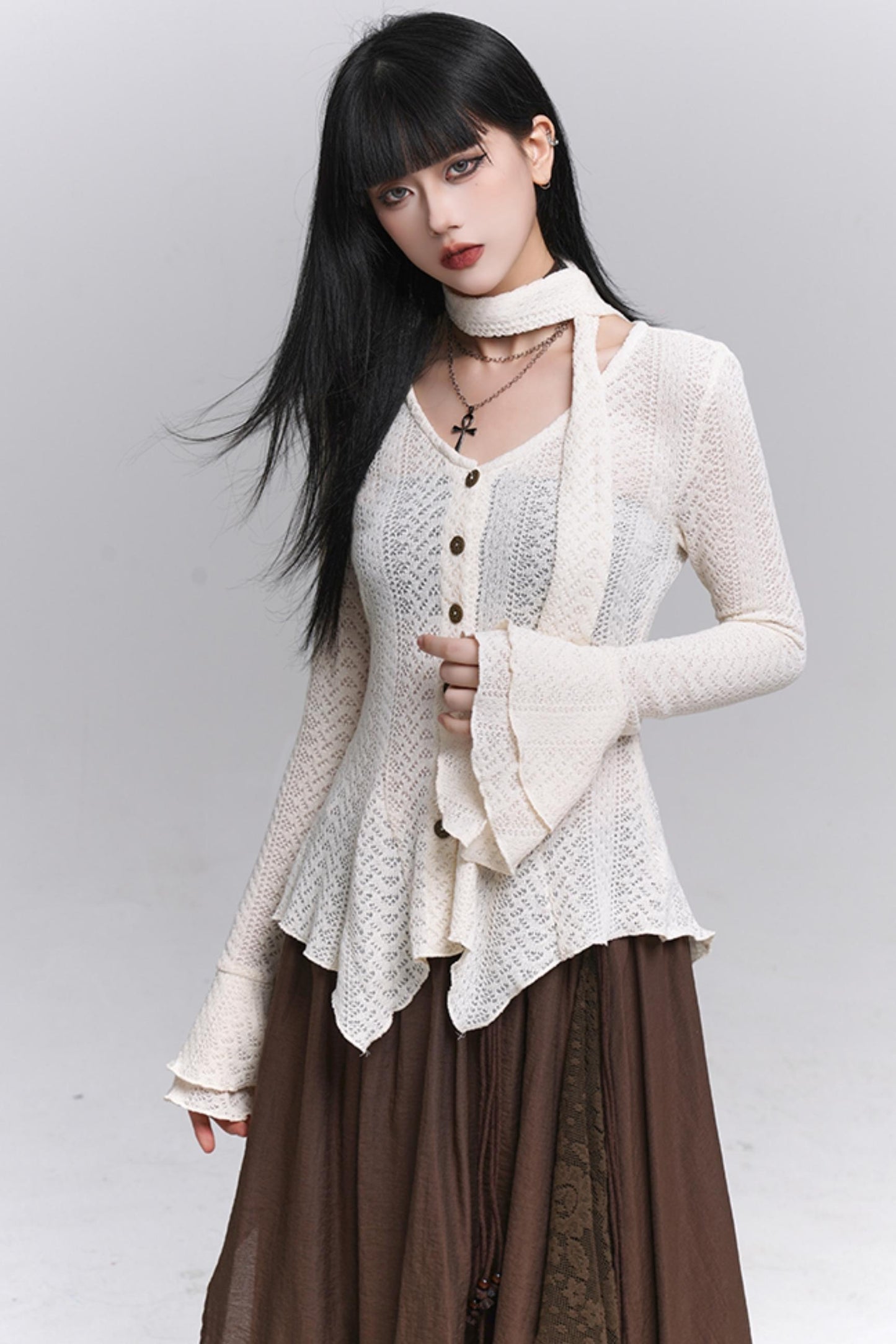 Gray Knitted Slim Top