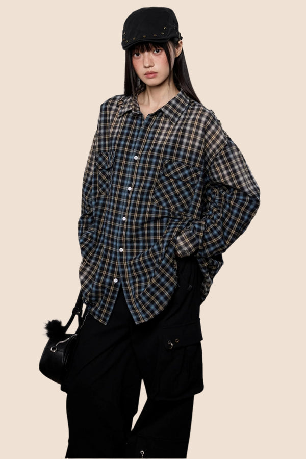 Plaid Gradient Retro Check Shirt