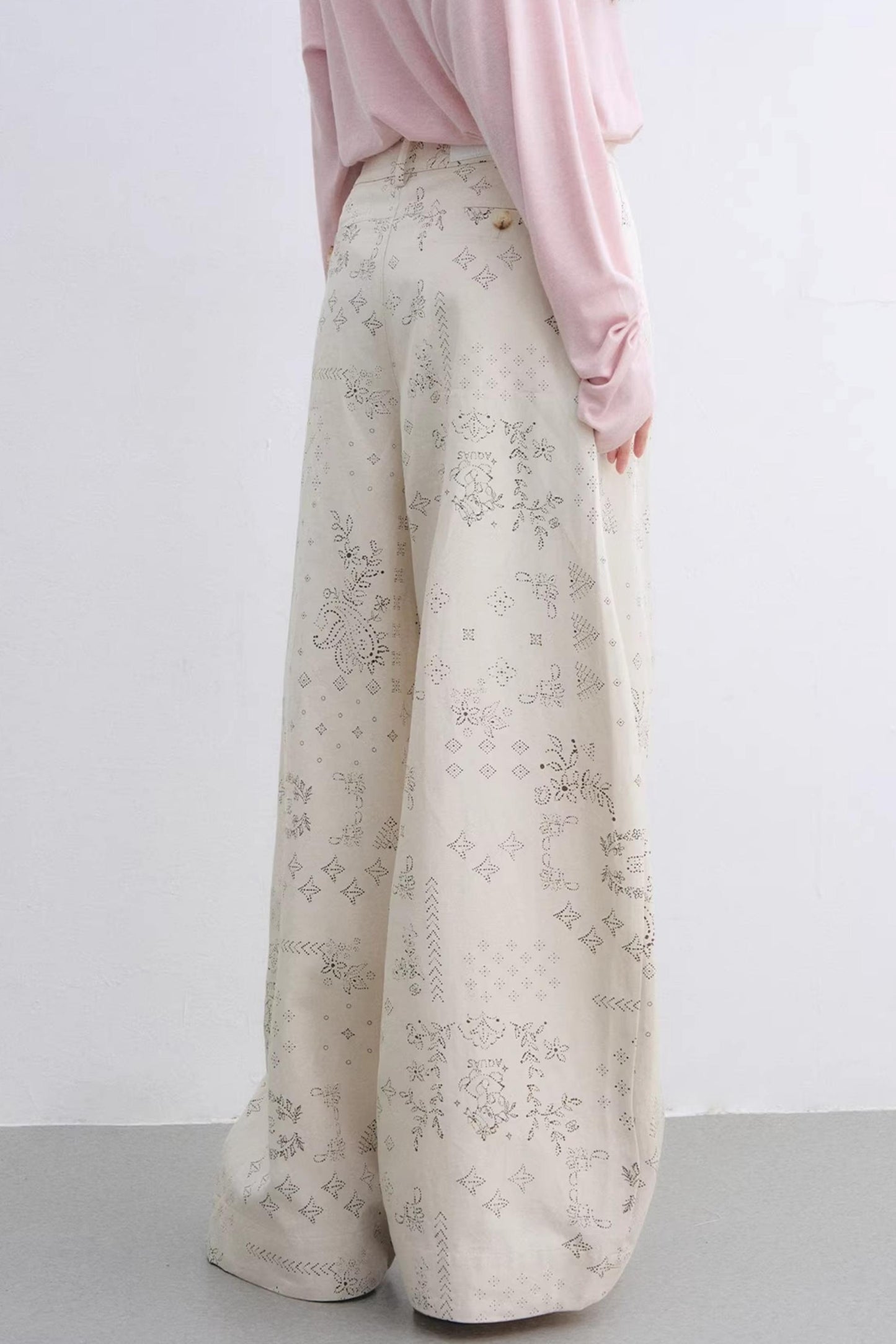 Lyocell Paisley Wide-Leg Pants