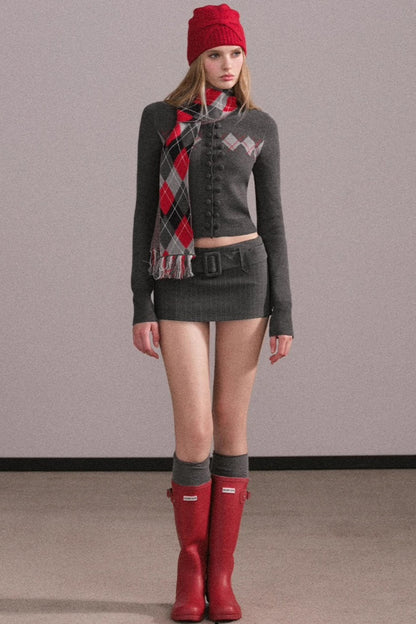 Slim-Fit Quilted Knit Sweater Set