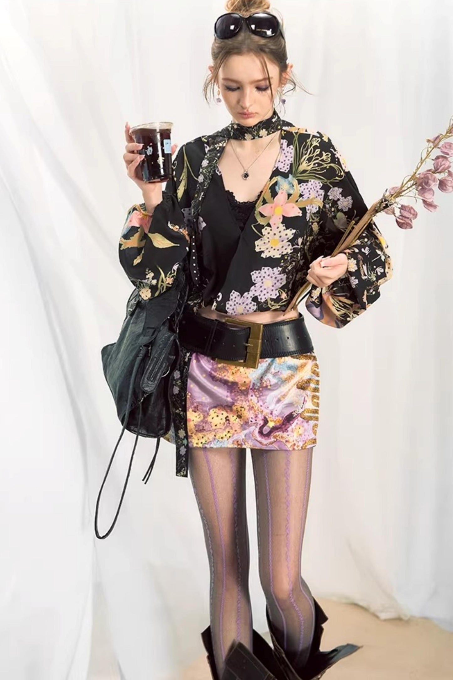 Chiffon Ribbon V-Neck Blouse