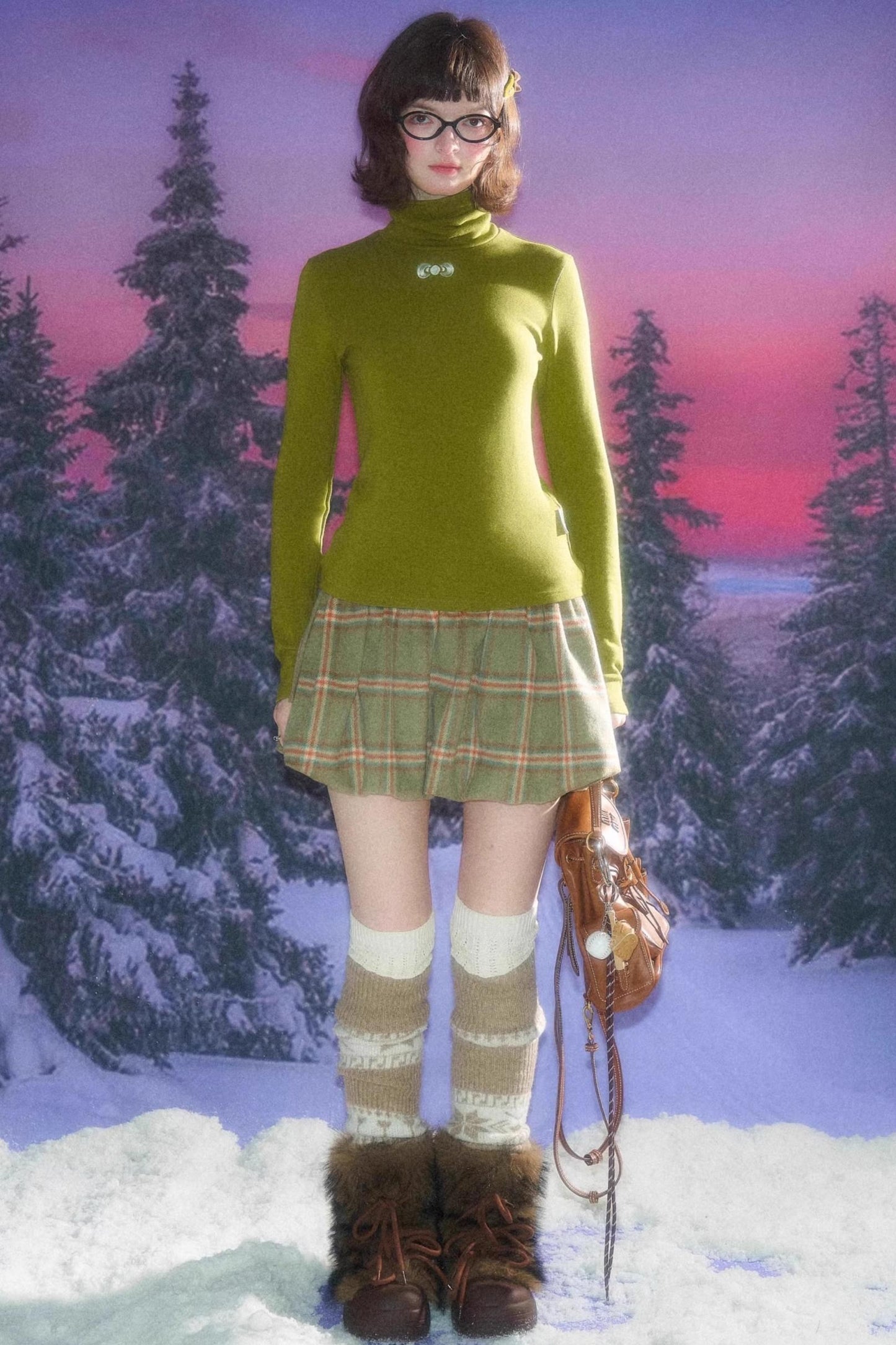 Autumn Retro High Neck Knitted Top