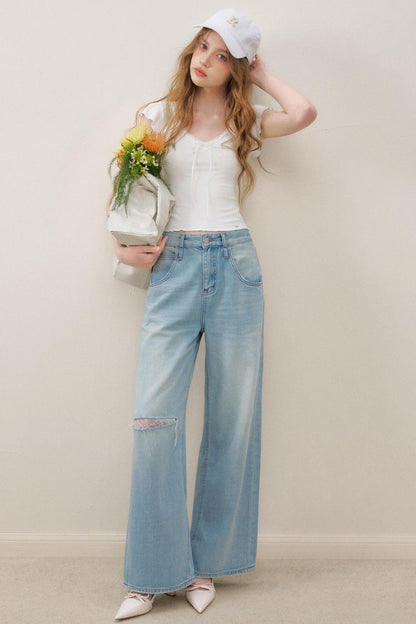 Lace V-Neck Tee Set-Up