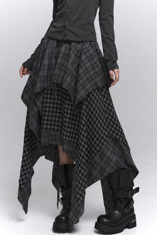 Monotone Gray Plaid Skirt