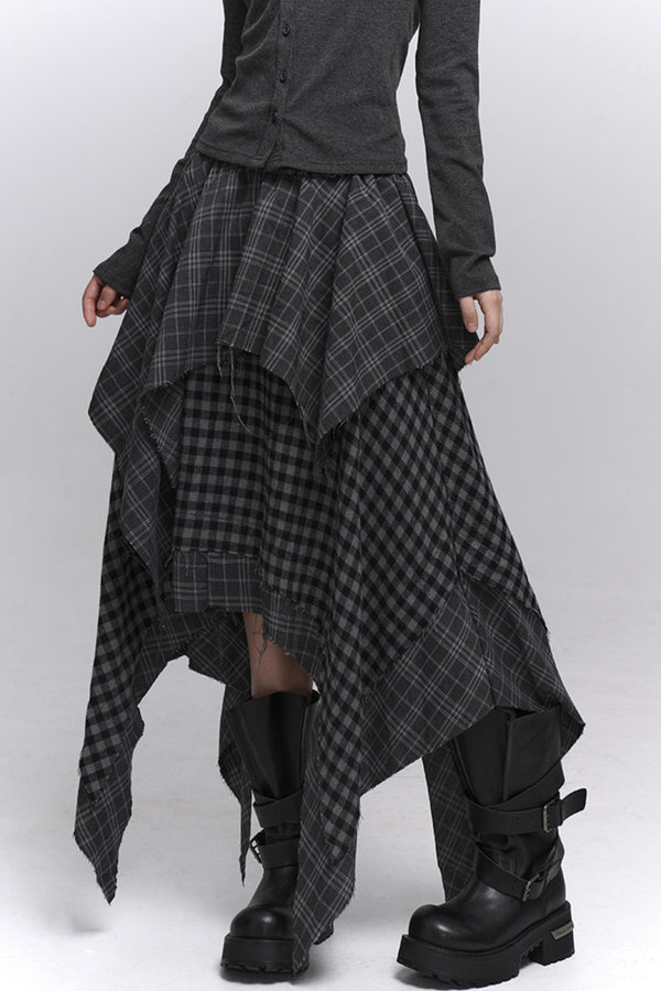 Monotone Gray Plaid Skirt