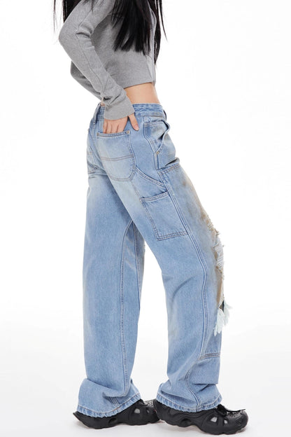 Wide-Leg Denim Pants