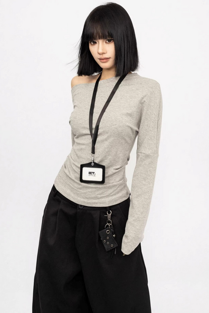 오프숄더 슬리밍 블라우스