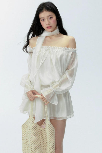 Gauze One-Shoulder Dress