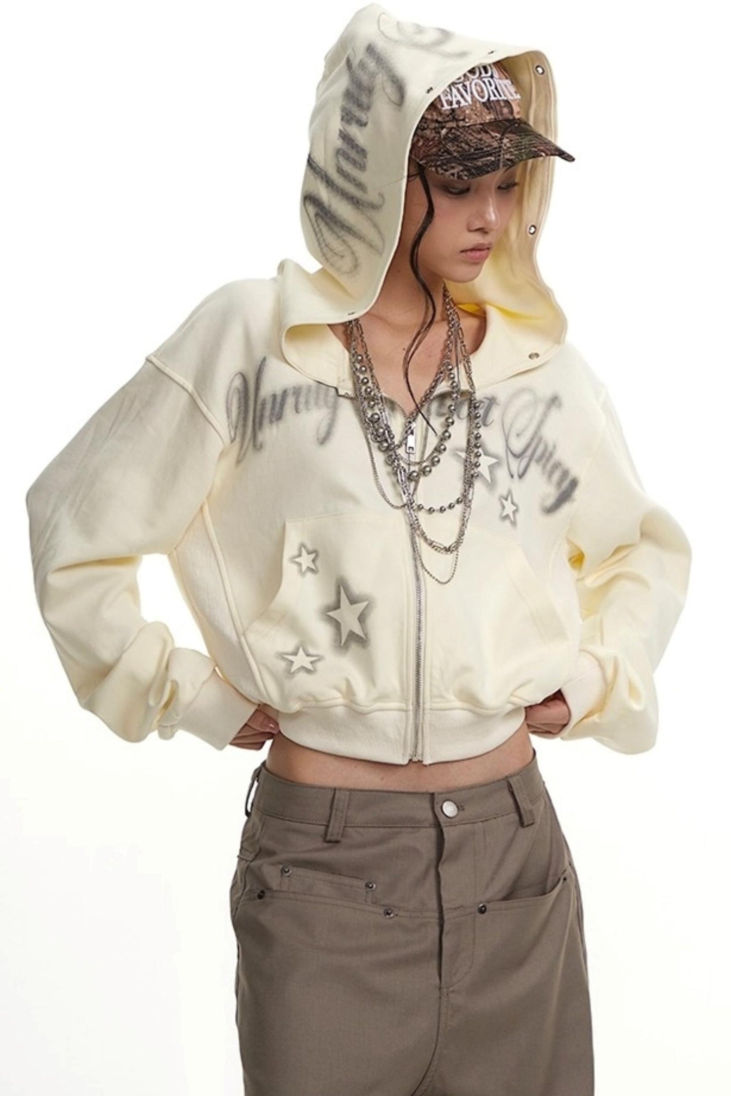 Lazy Zipper Hooded Jacket