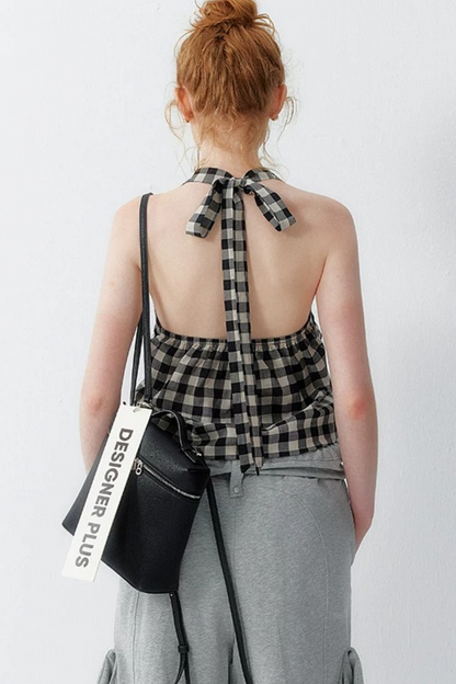 Cotton Plaid Halter Top