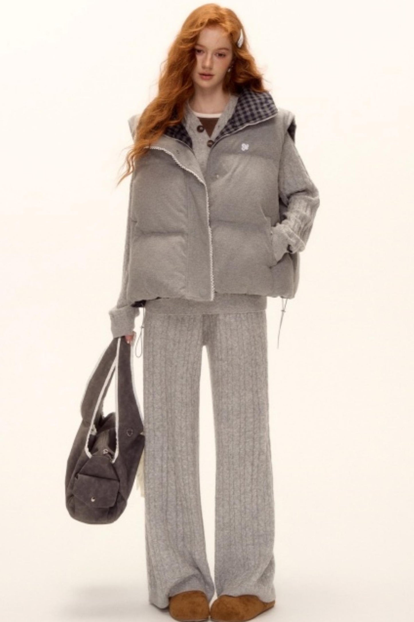 Reversible Plaid Lace Vest