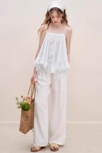 Lace-Trimmed Striped Cami