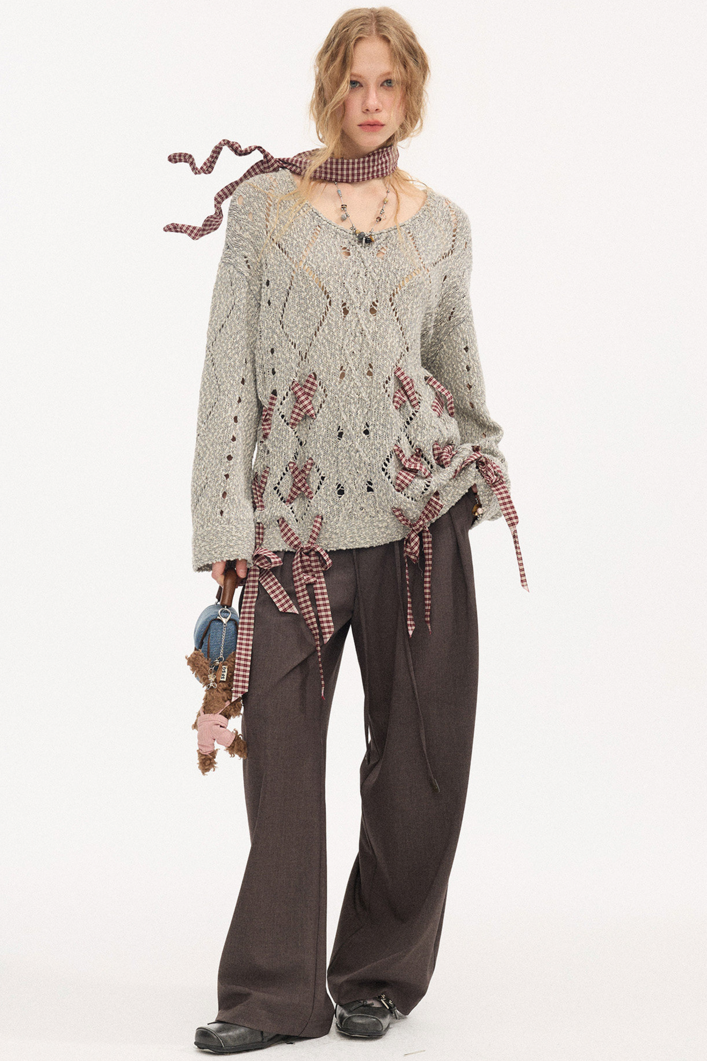 Strappy Quilted Hollow Sweater