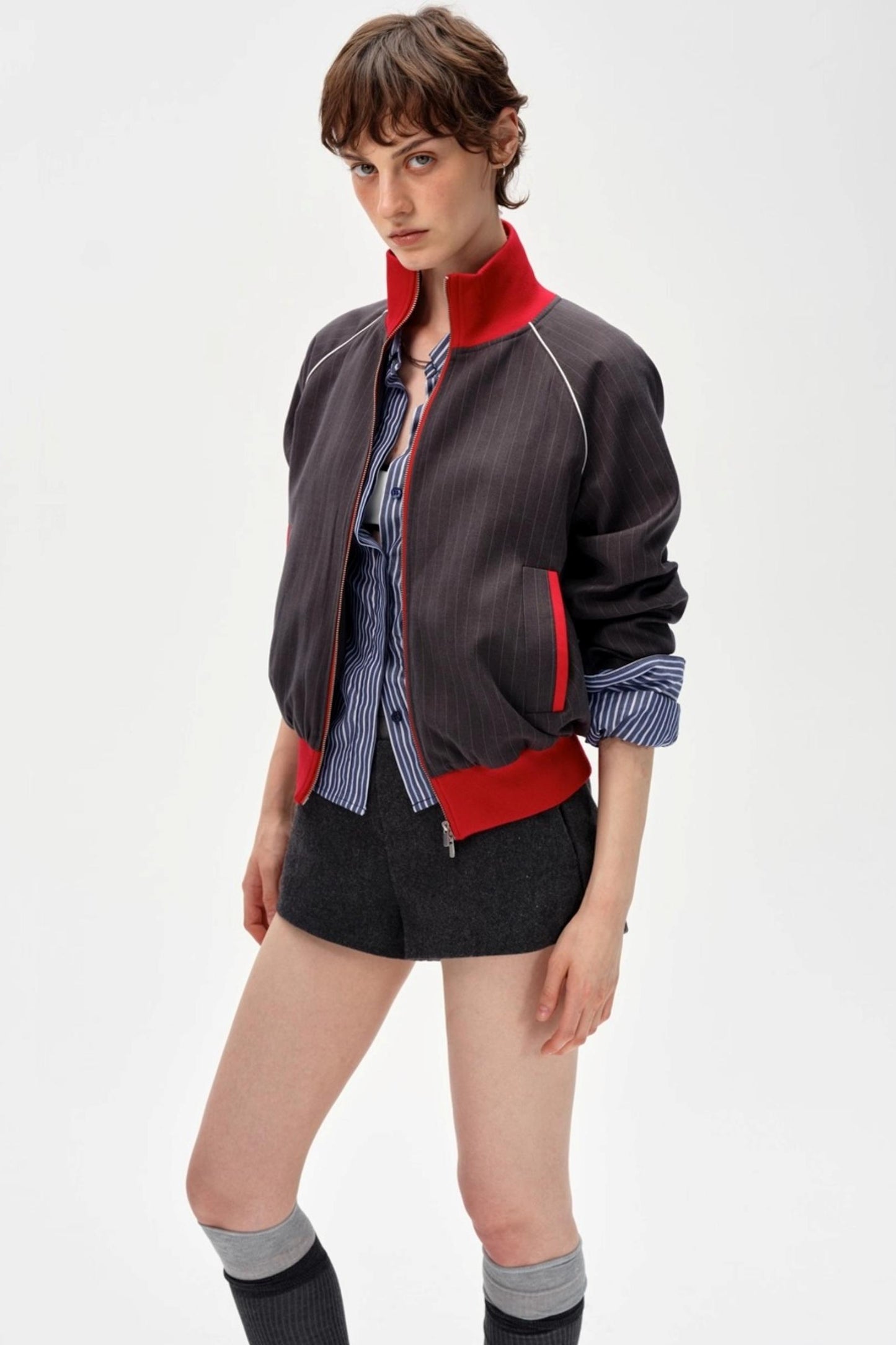 Retro Double Zipper Slim Jacket