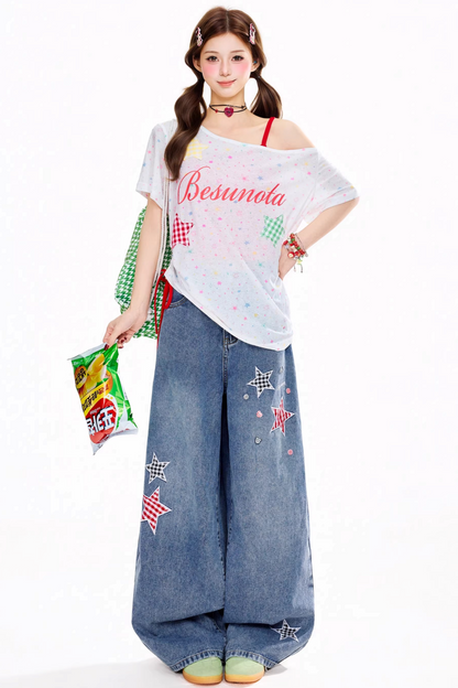 Dopamine Letter One-Shoulder Top
