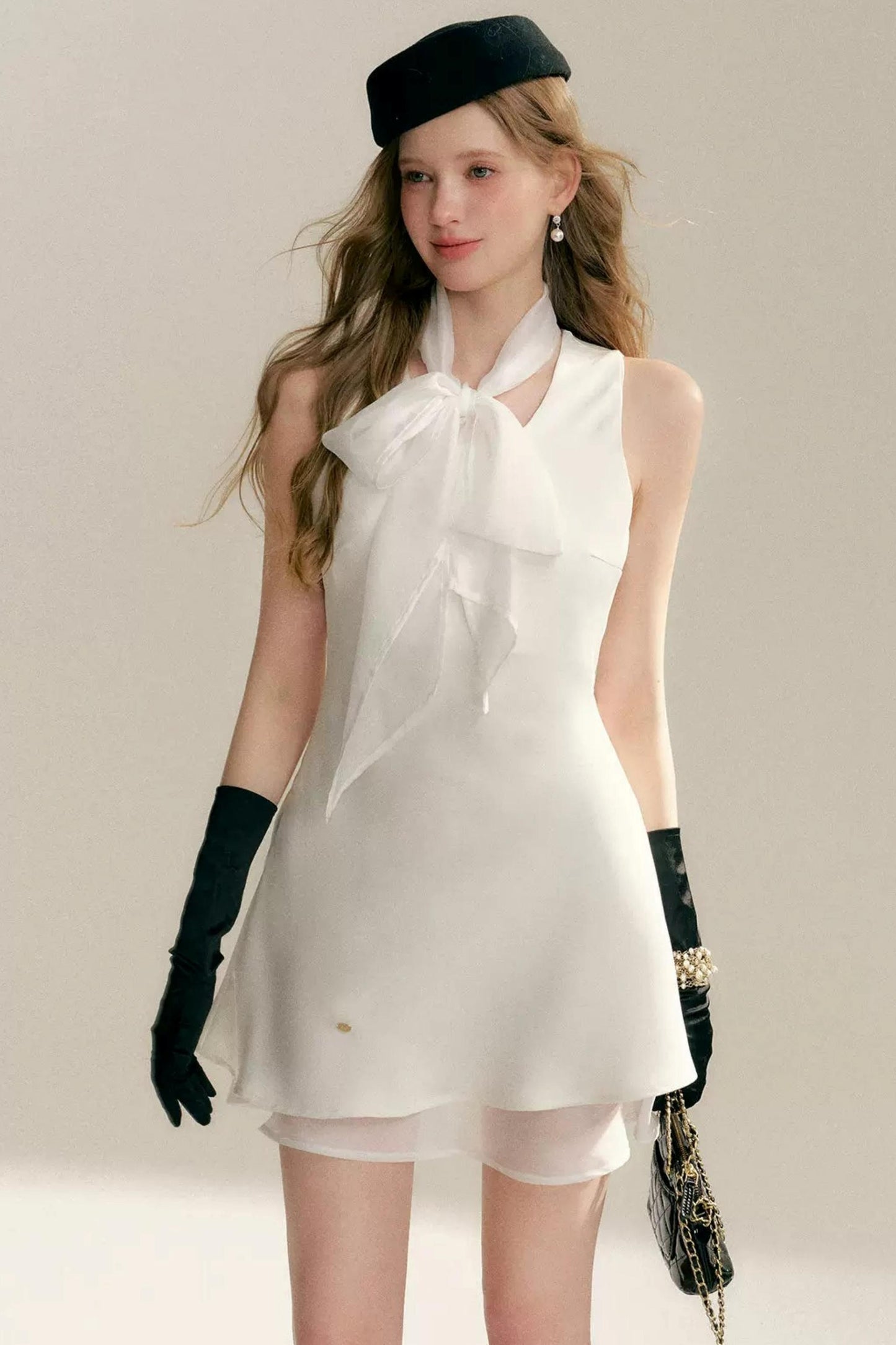 Acetate Halter Cape Dress Set-Up