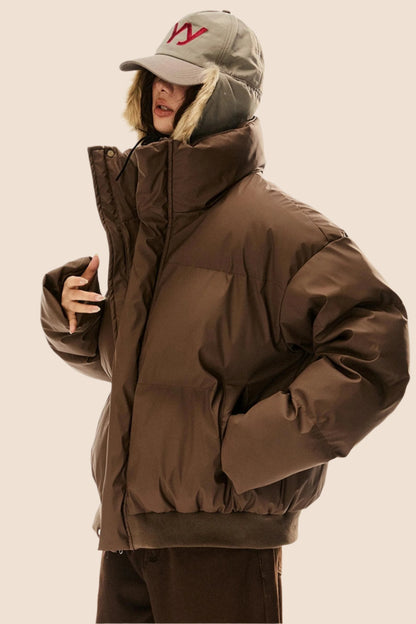 Retro Kurze Puffer-Baumwolljacke 