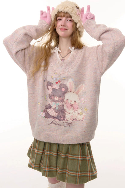 Autumn Apricot V-Neck Sweater