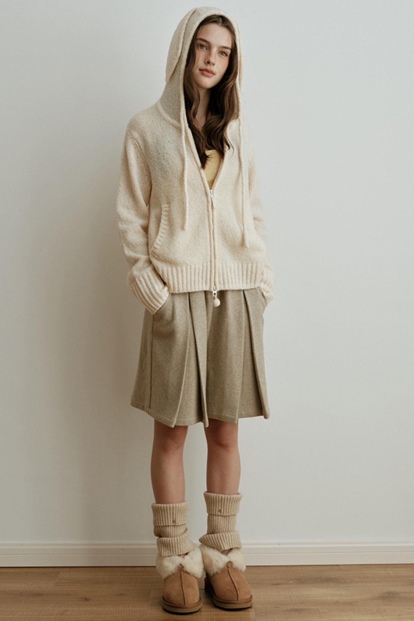 Yarn-Dyed Wool Bermuda Skirt